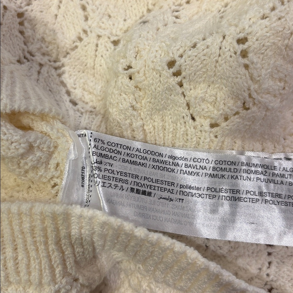 NWT MNG Woman’s Cream Short Sleeve Sweater Size XS