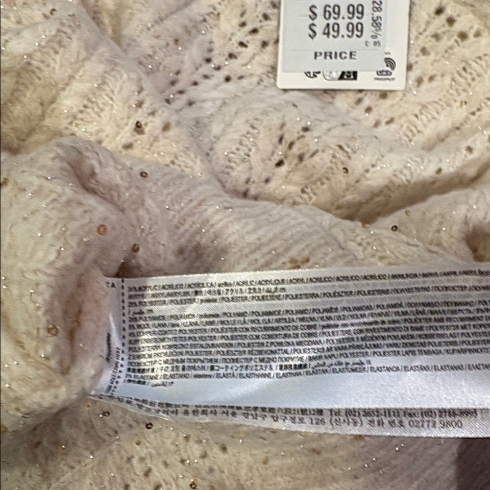 NWT MNG Woman’s Cream Sparkle Cardigan Size XS