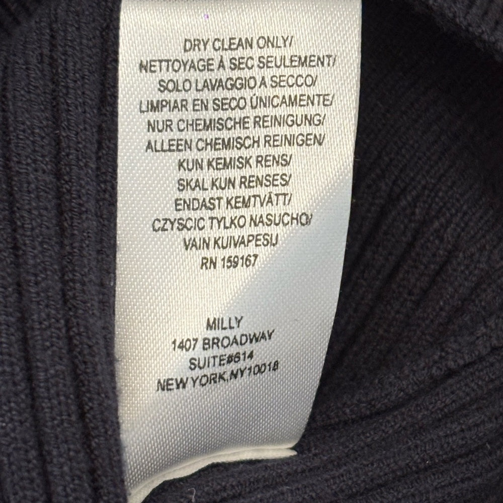 Milly Women’s Navy Ribbed Sweater with Button Detail