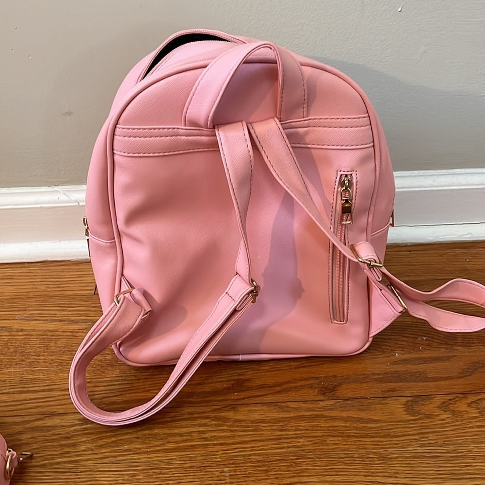 Maccinelo Women’s Pink Backpack With Matching Makeup Bag