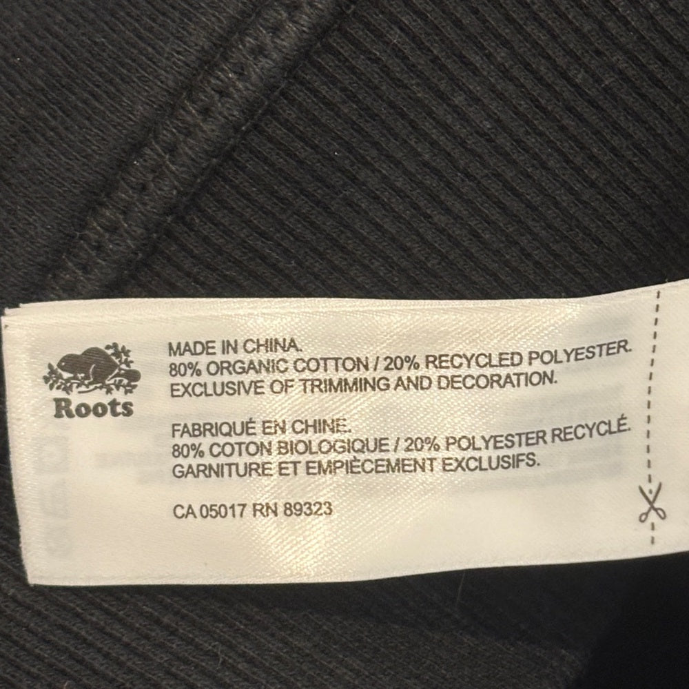 Roots Kids Hoodie in Black with Yellow Logo Size Large