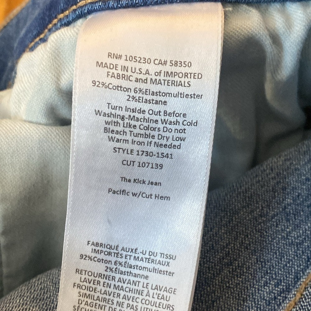 Current/Elliot Women’s Blue The Kick Jeans Size 27