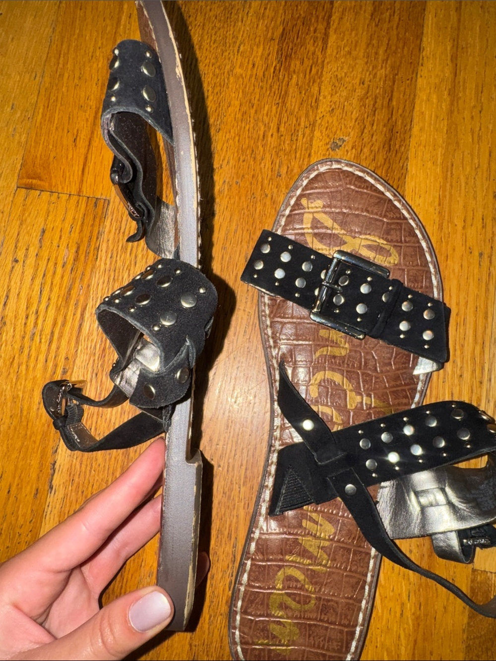 Sam Edelman Black Studded Women’s Sandals Size 10