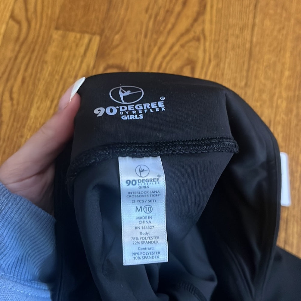 NWT 90 Degree by Reflex Girl’s Black Leggings Size M (10)