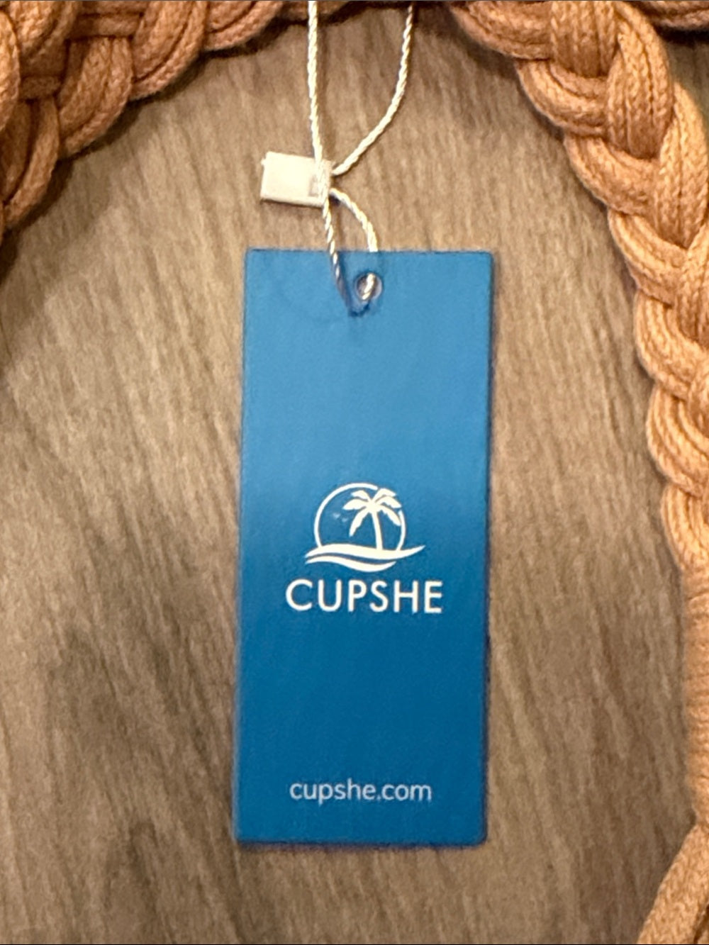 NWT Cupshe Woven Macramé Tote Bag in Tan with Inner Canvas Pouch