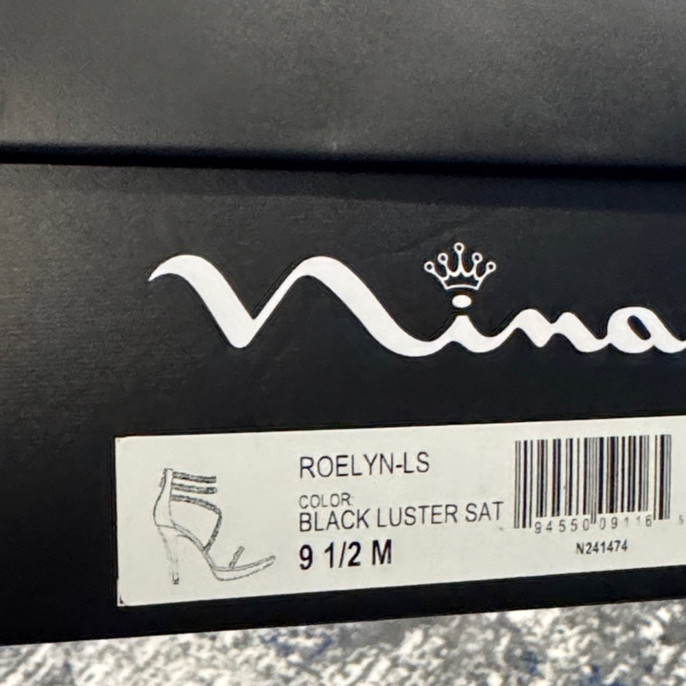 NWT MIA Women’s Black and Silver Strappy Heels Size 9.5