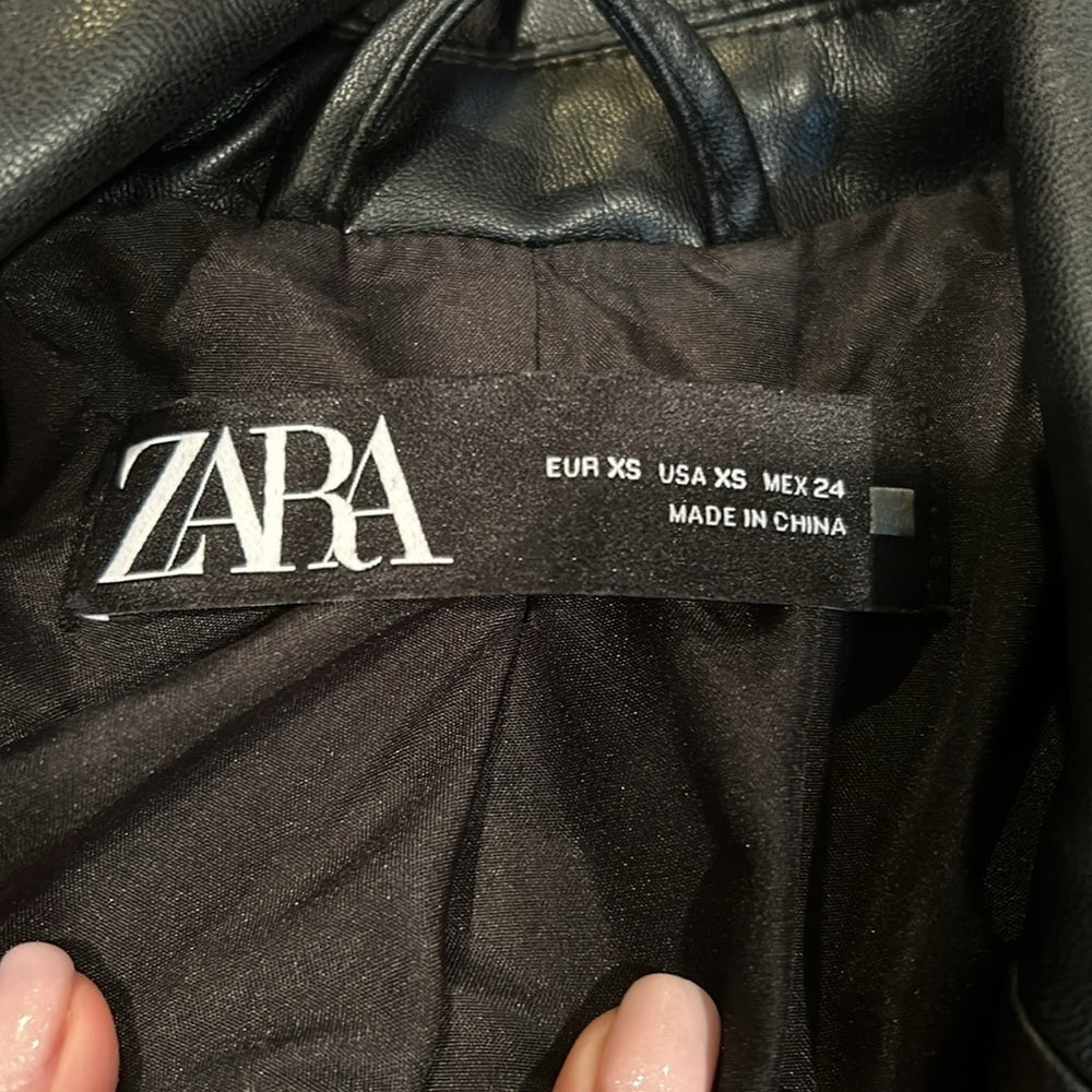 Zara Women’s Black Faux Leather Jacket Size XS