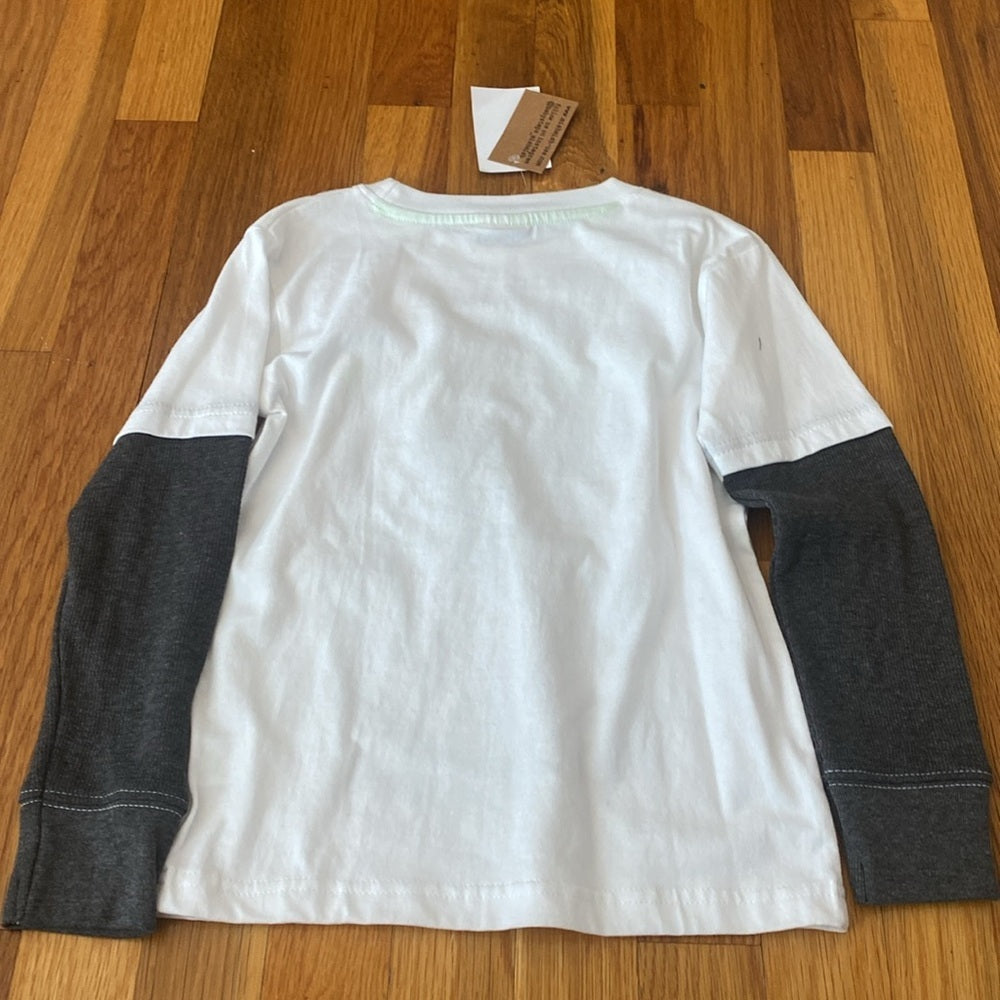 NWT Mish Boys White and Gray Graphic Long Sleeve Shirt Size 6