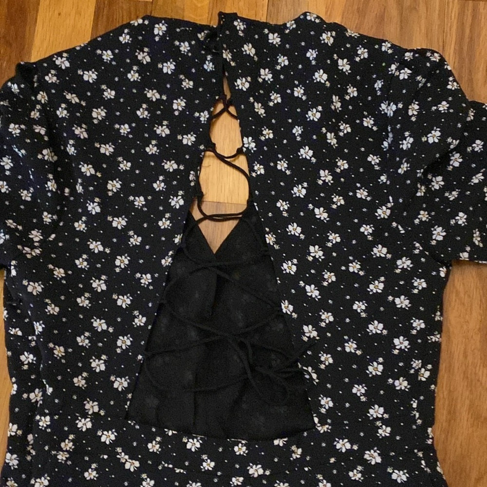 MNG Casual Women’s Black Floral Printed Dress Size L