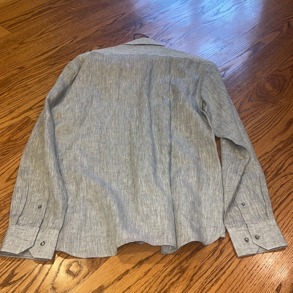 NWT Saks Fifth Avenue Men’s Pewter Grey Dress Shirt Size XL
