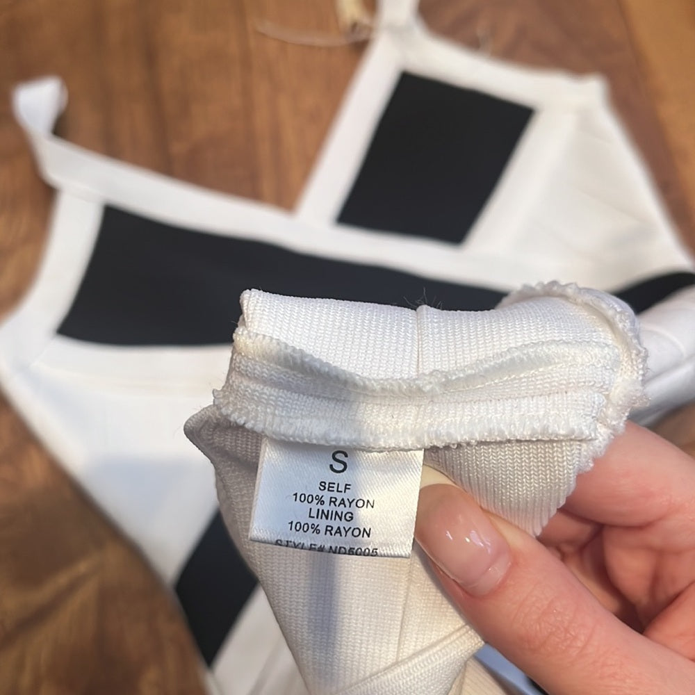 NWT Fashion Nova Woman’s White Coffee Black Dress Size S