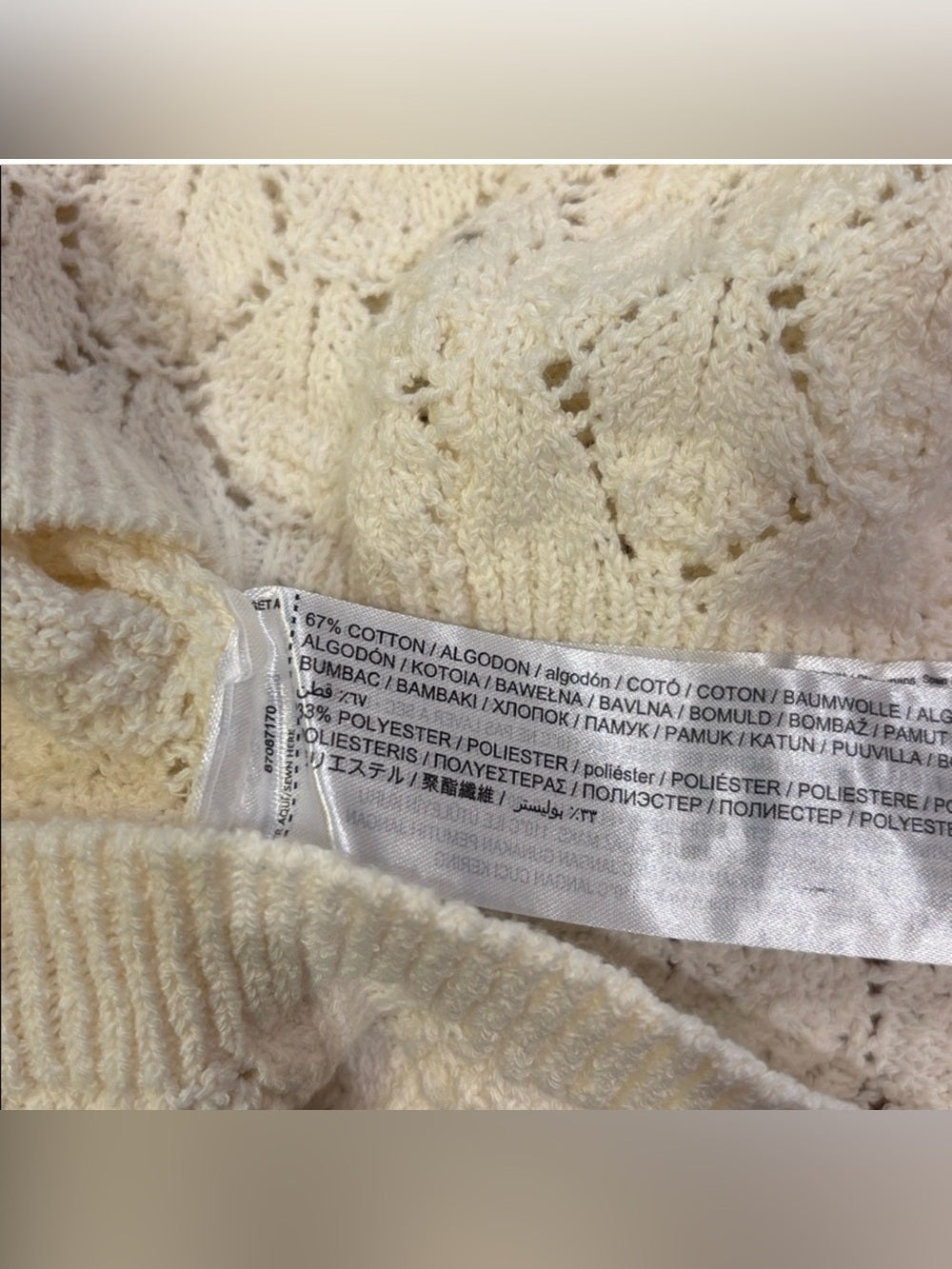 NWT MNG Woman’s White Open Work Knitted Sweater and Pants Size XS