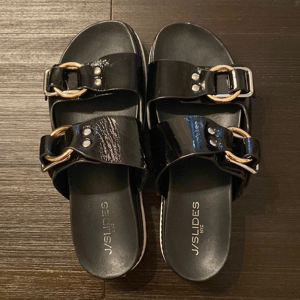 J/Slides Women’s Size 9 Black Platform Slides