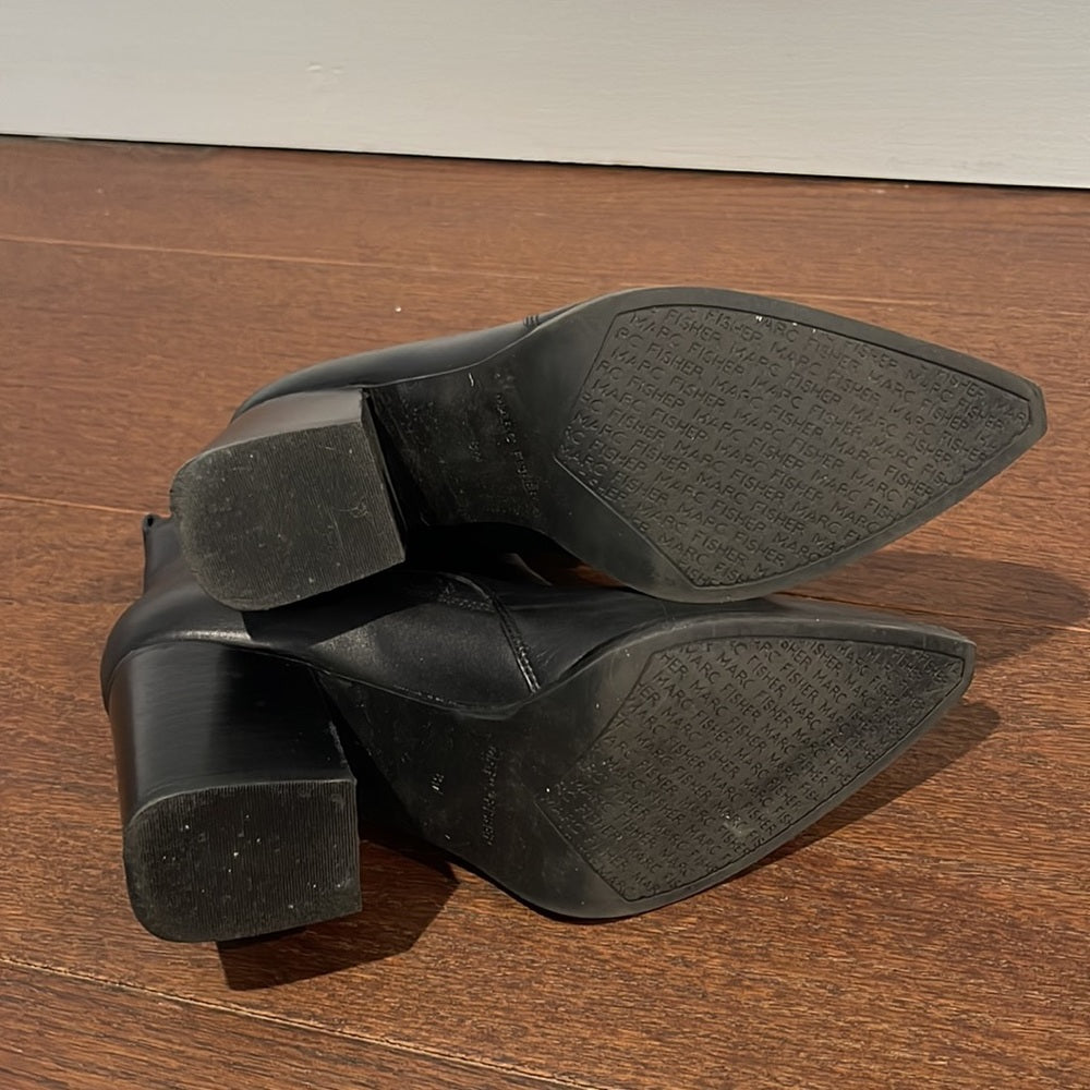 Marc Fisher Black Mayden Leather Bootie Size 8