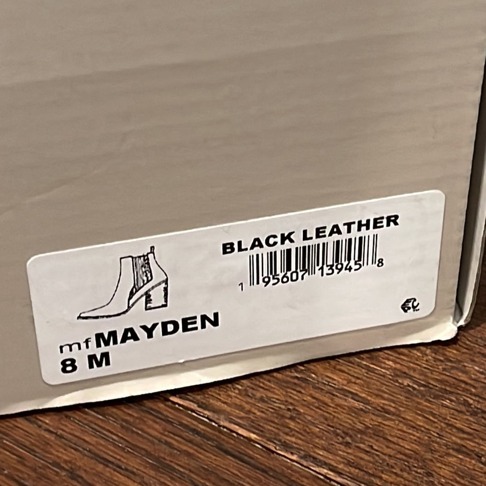Marc Fisher Black Mayden Leather Bootie Size 8