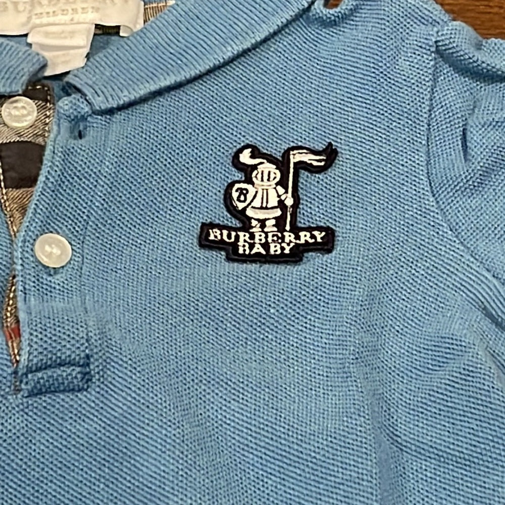 Boys Burberry Blue Short Sleeve Polo Size 12 months