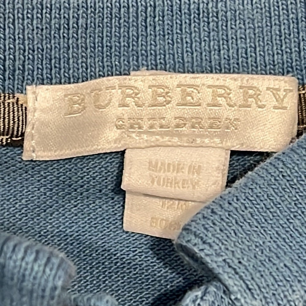 Boys Burberry Blue Short Sleeve Polo Size 12 months