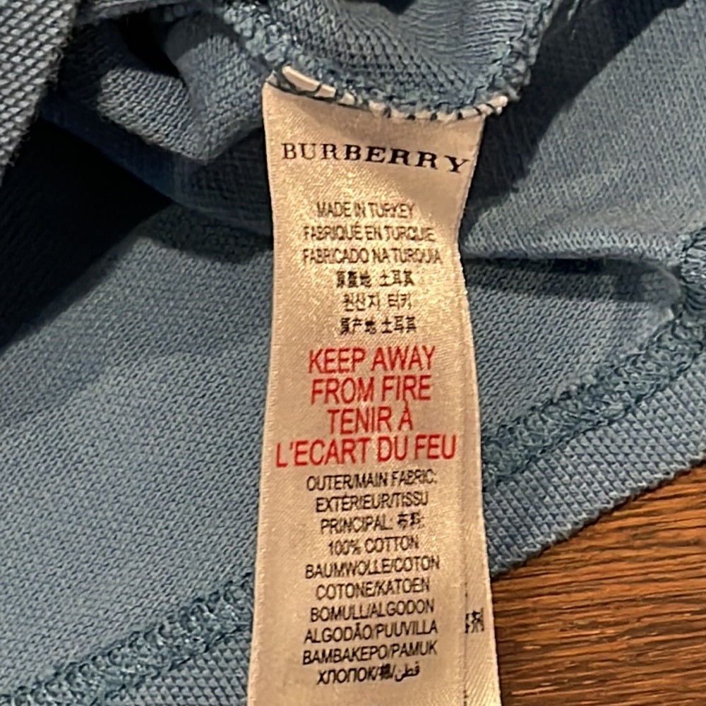 Boys Burberry Blue Short Sleeve Polo Size 12 months