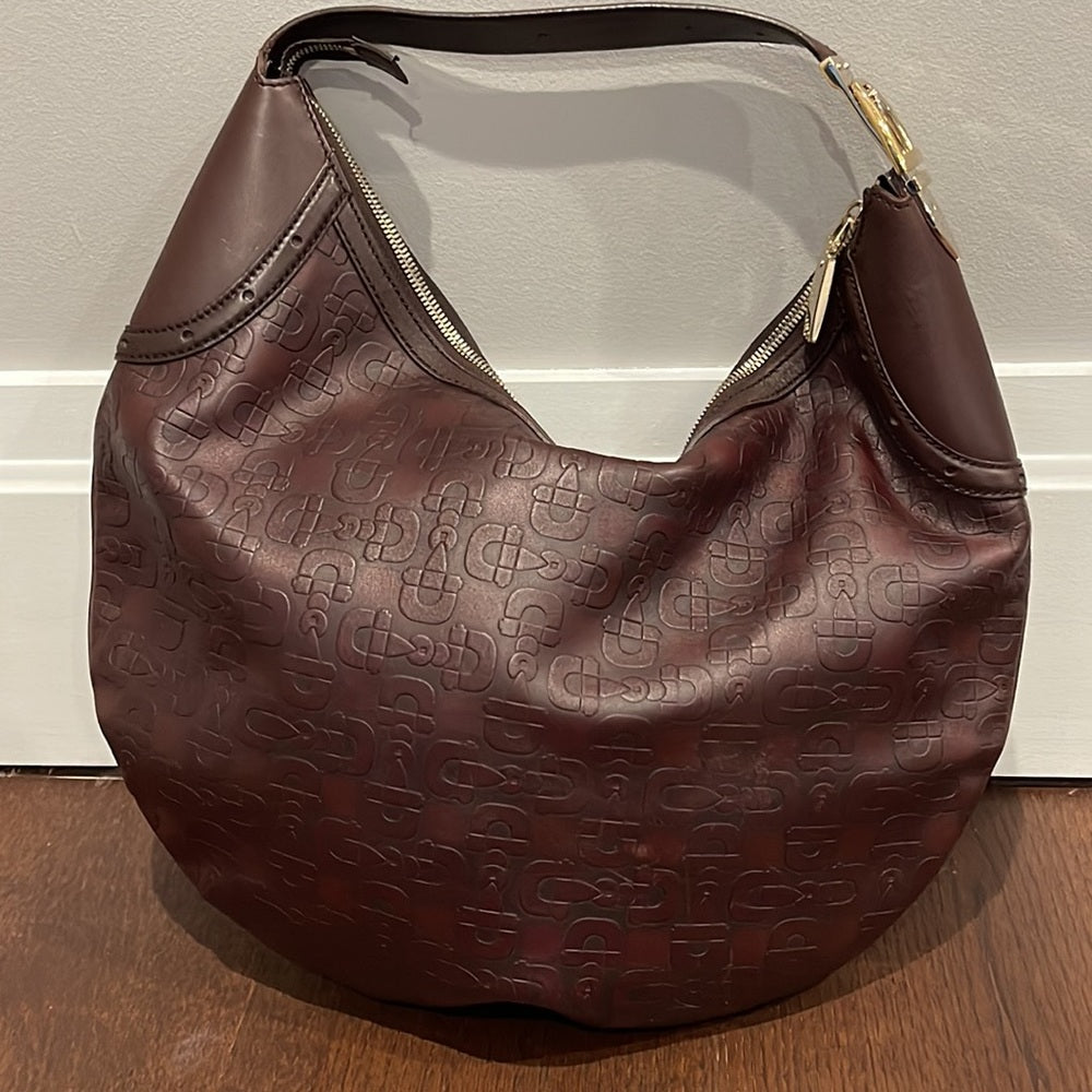 Gucci Horsebit Embossed Leather Hobo Shoulder Bag in Brown