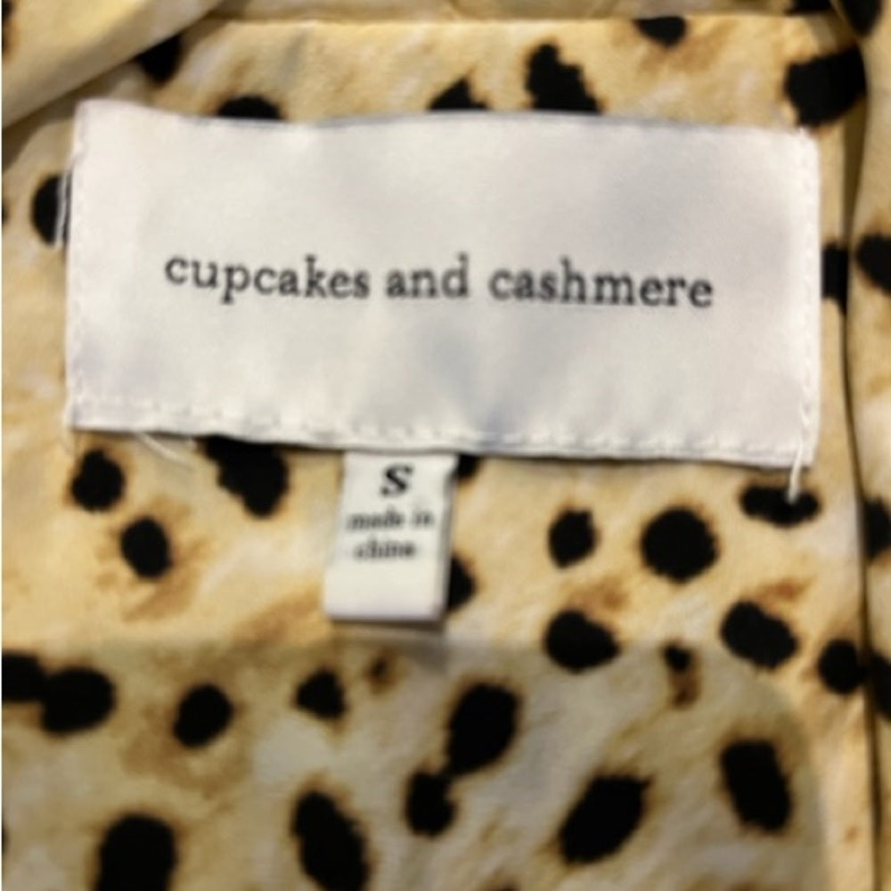 Cupcake and Cashmere Silk Leopard Woman’s Open Cardigan Size Small
