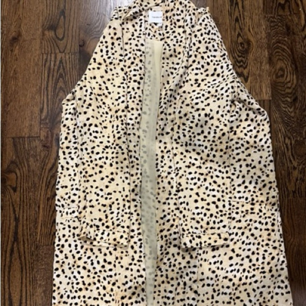 Cupcake and Cashmere Silk Leopard Woman’s Open Cardigan Size Small