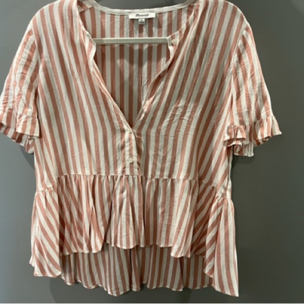 Madewell Peach Striped Women’s Shirt Size Medium