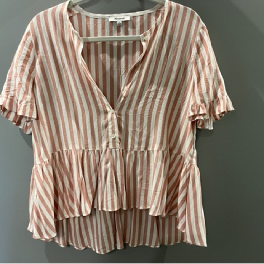 Madewell Peach Striped Women’s Shirt Size Medium