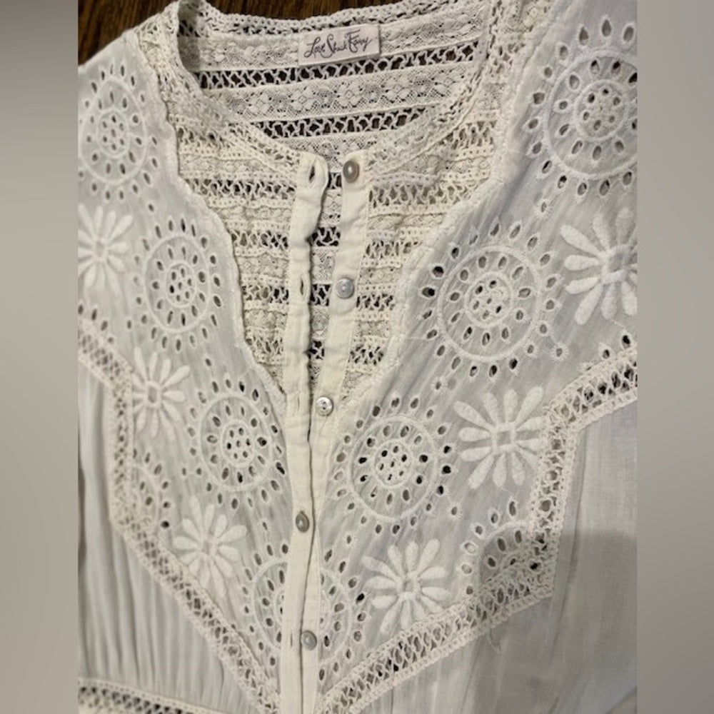 Love Shack Fancy White Eyelet Long Women’s Dress Size Medium