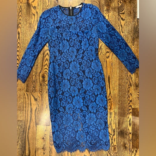 Veronica Beard Women’s Blue Lace Long Sleeved Dress Size 6