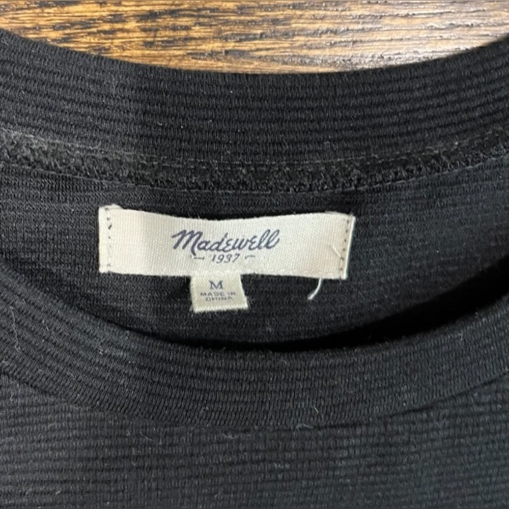 Madewell Women’s Black Ribbed Short Sleeve Shirt Size Medium