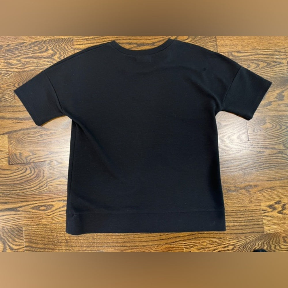 Madewell Women’s Black Ribbed Short Sleeve Shirt Size Medium