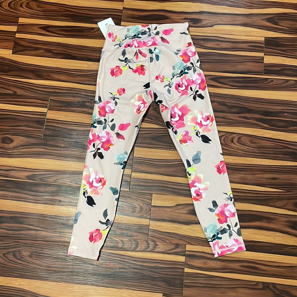 NWT Women’s Athleta Pink Floral Leggings Size Small