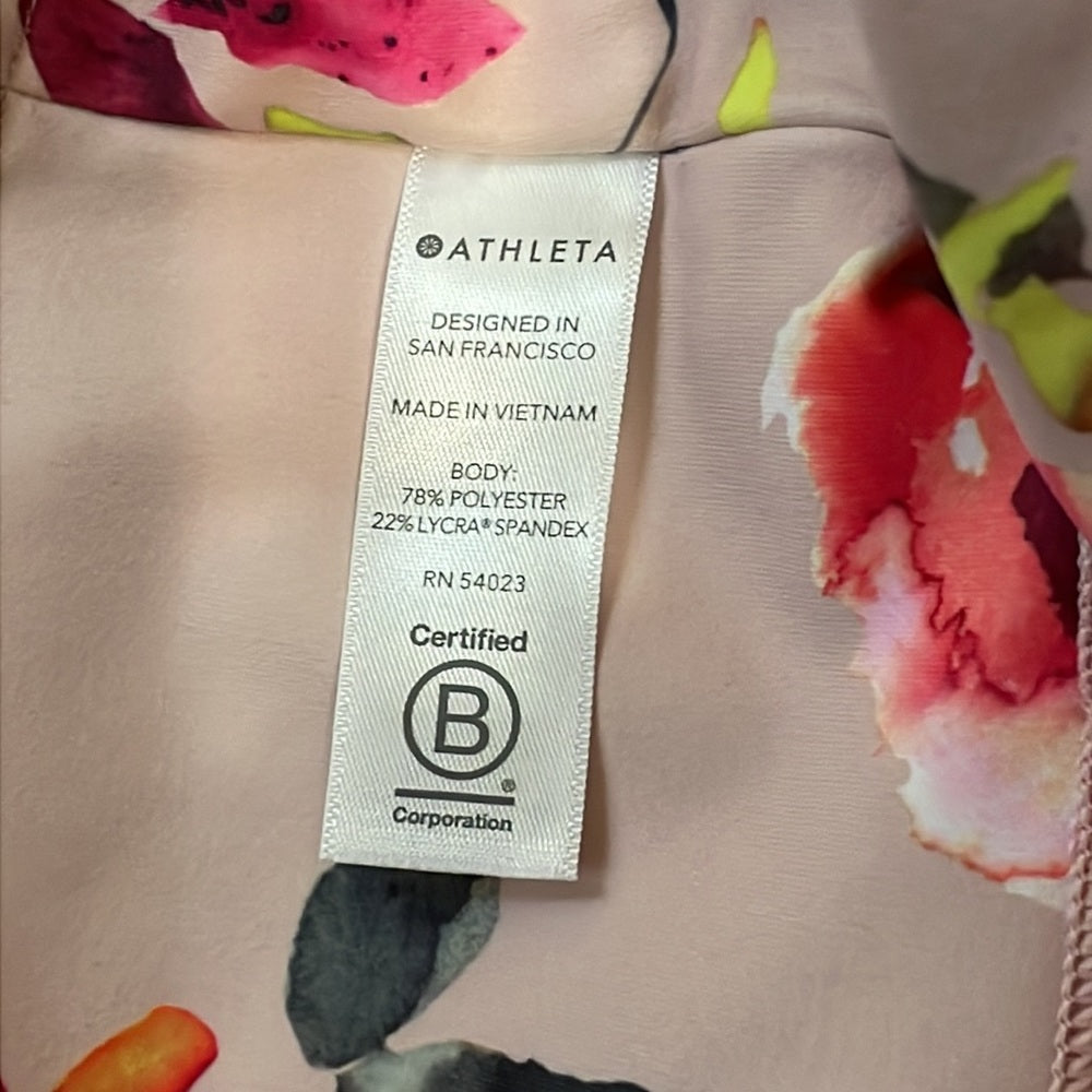 NWT Women’s Athleta Pink Floral Leggings Size Small