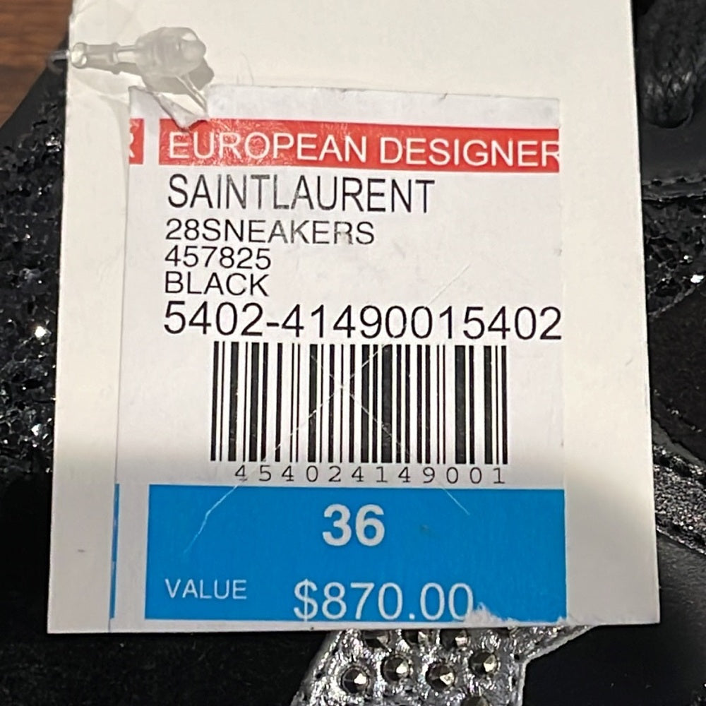 NWT Saint Laurent Paris Women’s Black Sneakers Size 36/6