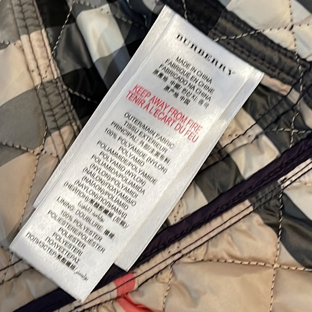Burberry Girls Purple Quilted Jacket Size 5