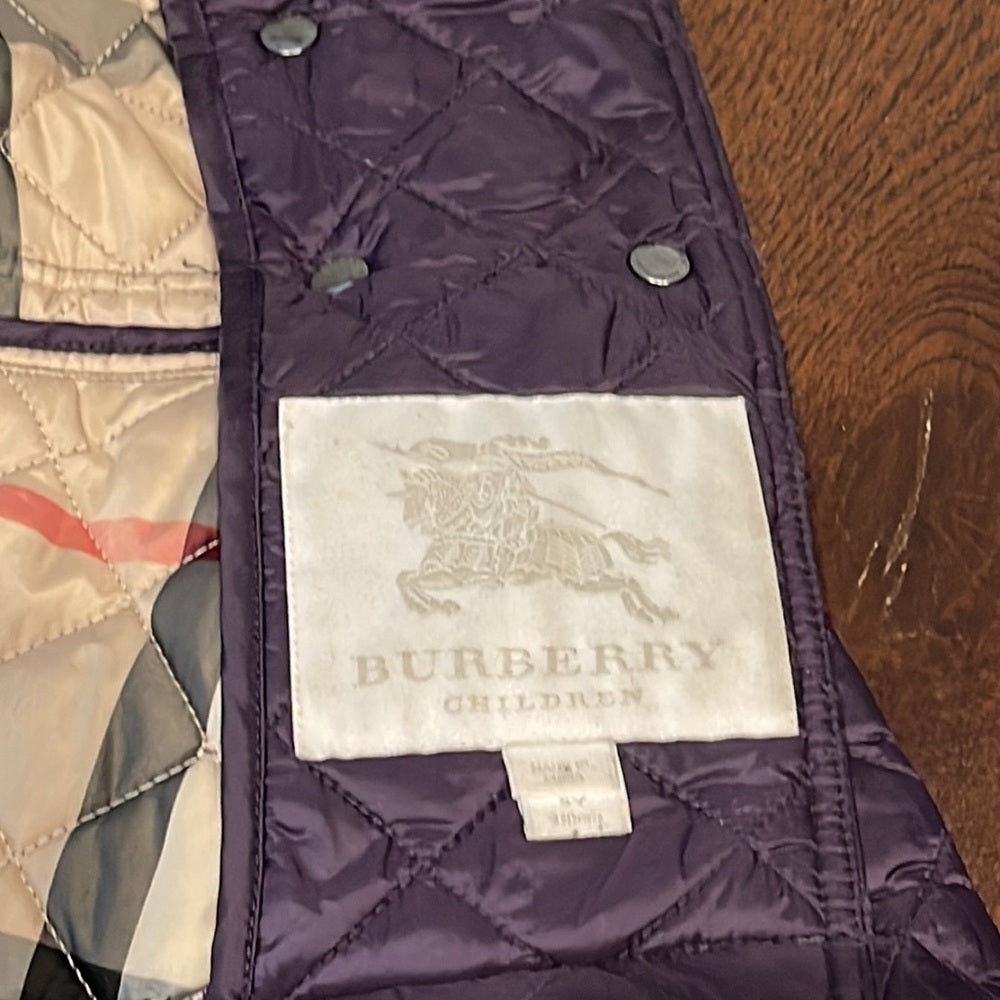 Burberry Girls Purple Quilted Jacket Size 5