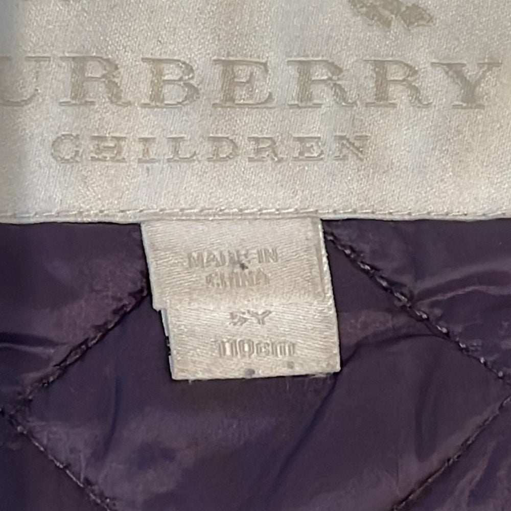 Burberry Girls Purple Quilted Jacket Size 5