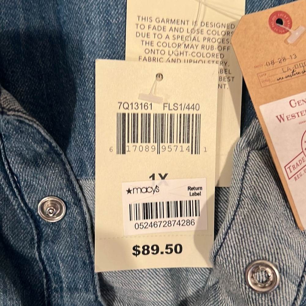 Lucky Brand Woman’s Jean Material Long Sleeve Size 1X