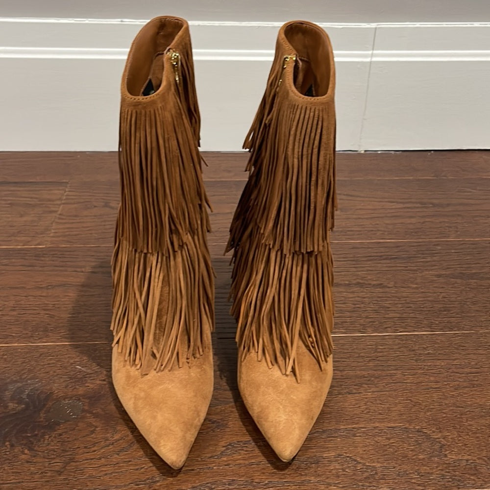 Sam Edelman Brown Suede Fringe Boots Size 8.5
