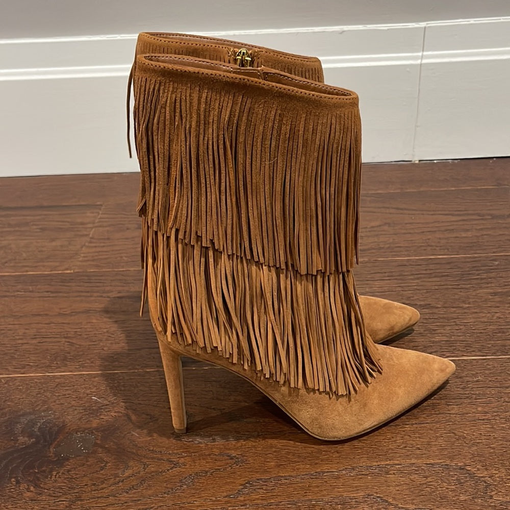 Sam Edelman Brown Suede Fringe Boots Size 8.5