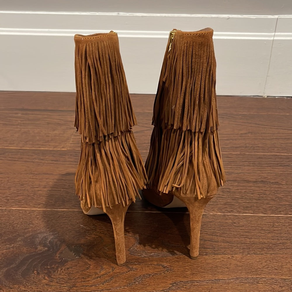 Sam Edelman Brown Suede Fringe Boots Size 8.5