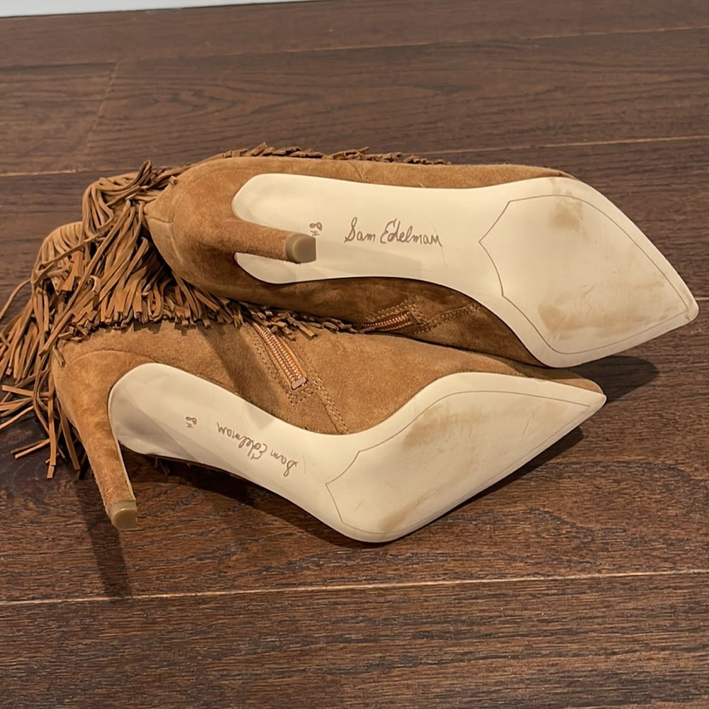 Sam Edelman Brown Suede Fringe Boots Size 8.5