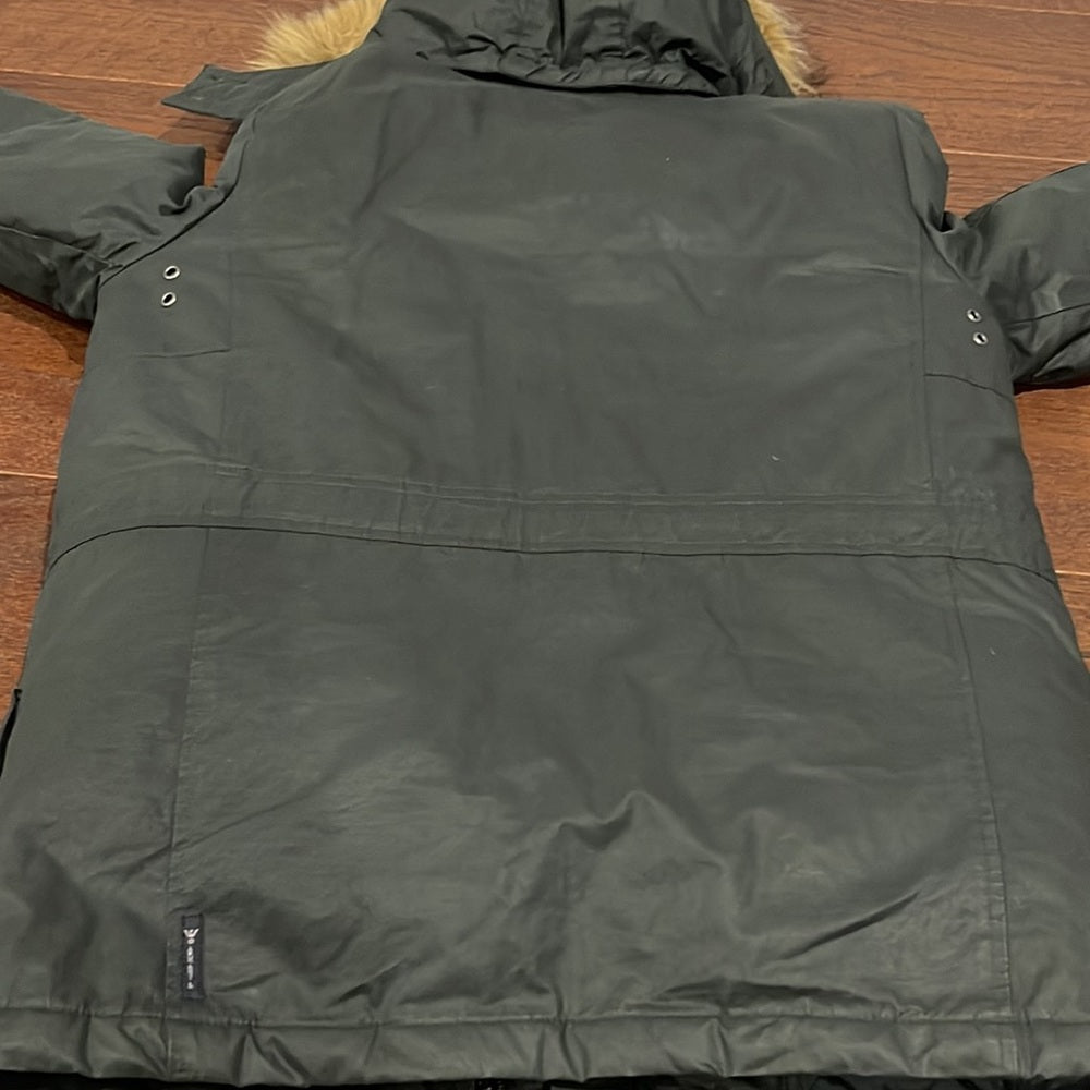 Armani Junior Green Winter Jacket with Fur Insert Size 12