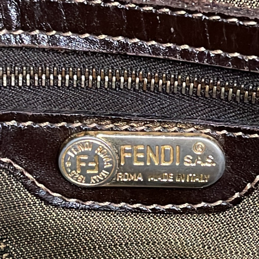 FENDI Canvas Brown Logo Tote Bag