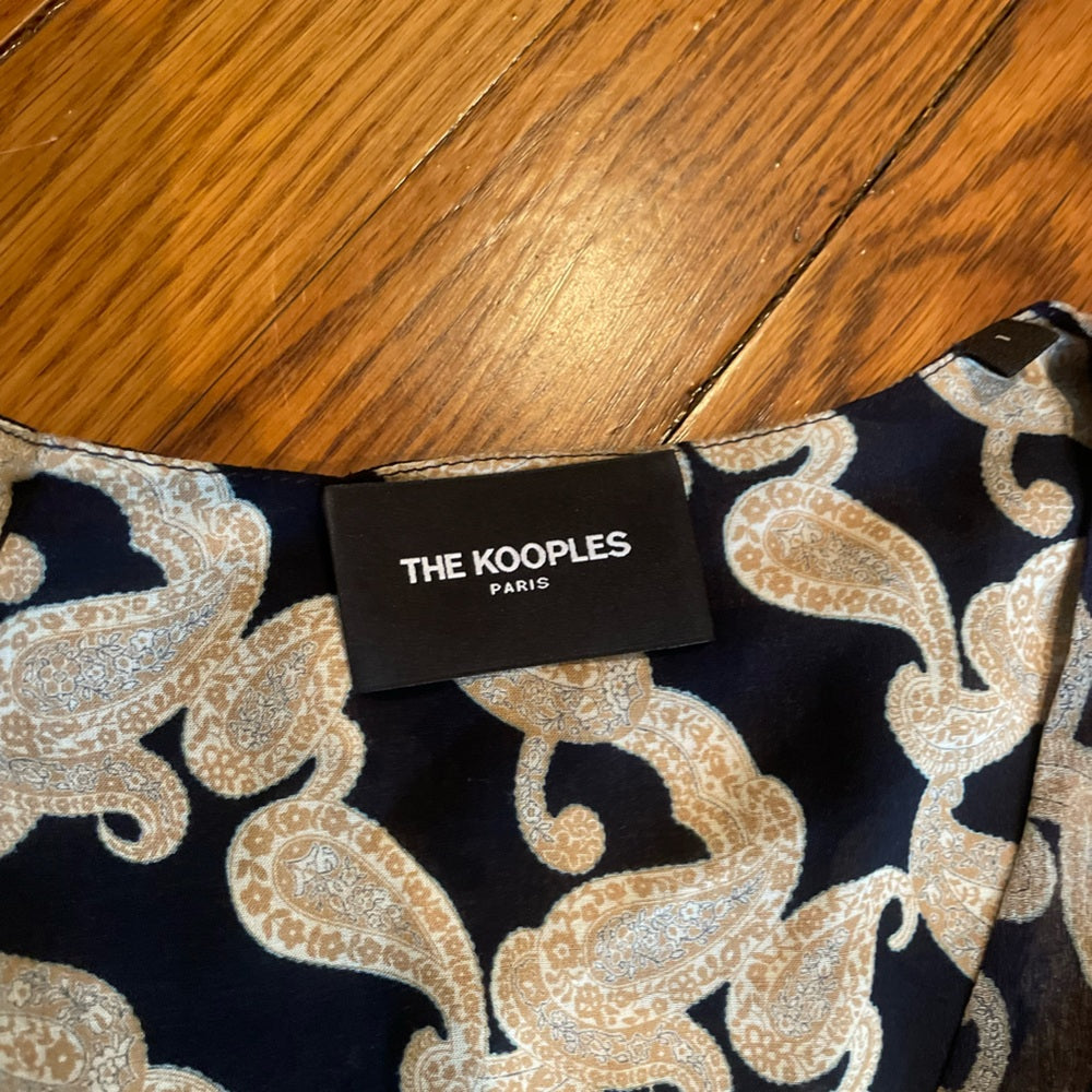 The Kooples Patterned Black Cream Dress Size 1/Small