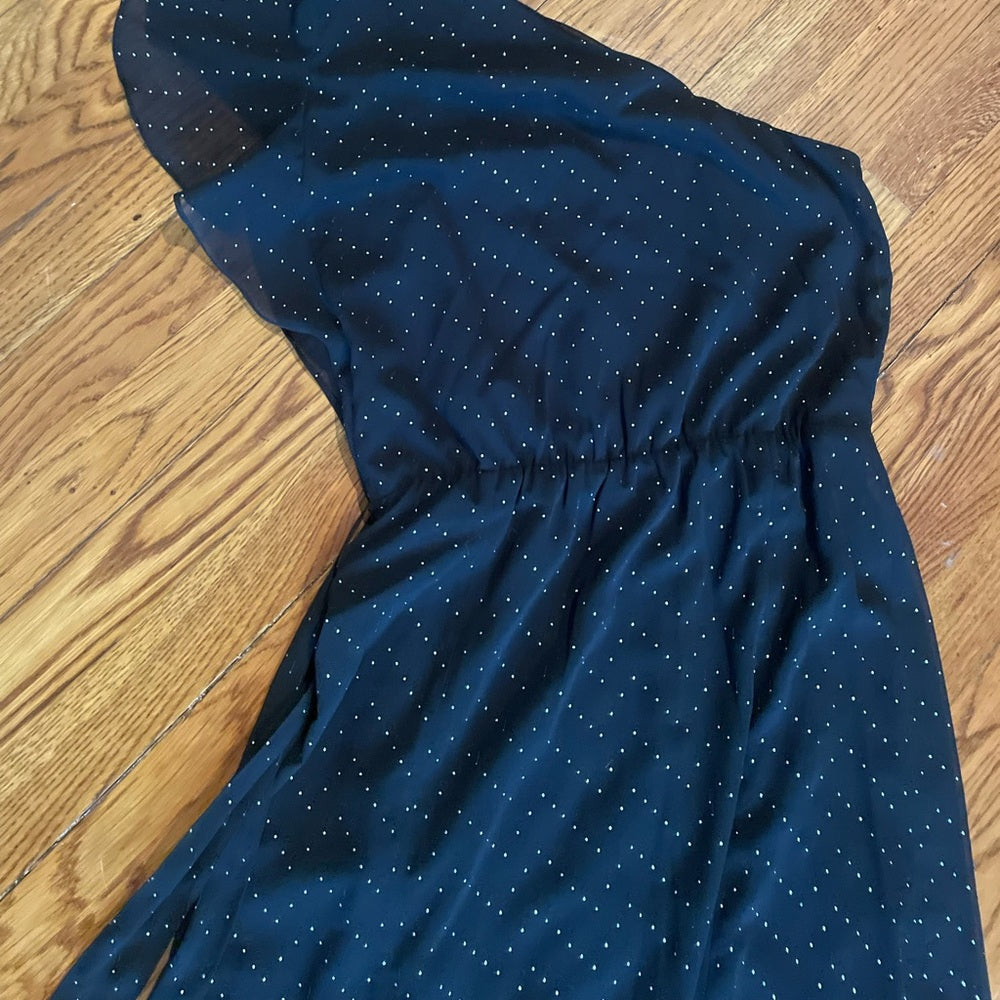 Maje Spotted Black One Shoulder Dress Size 2/Medium