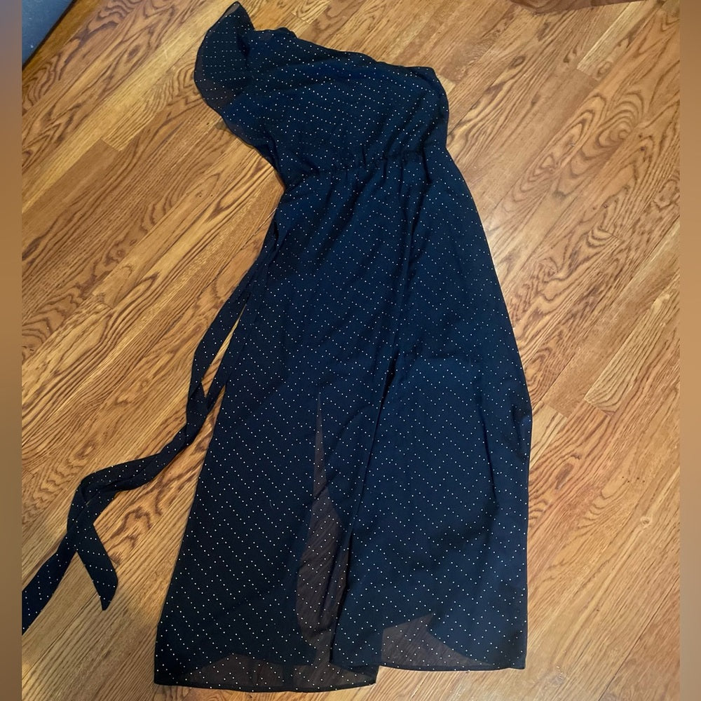 Maje Spotted Black One Shoulder Dress Size 2/Medium
