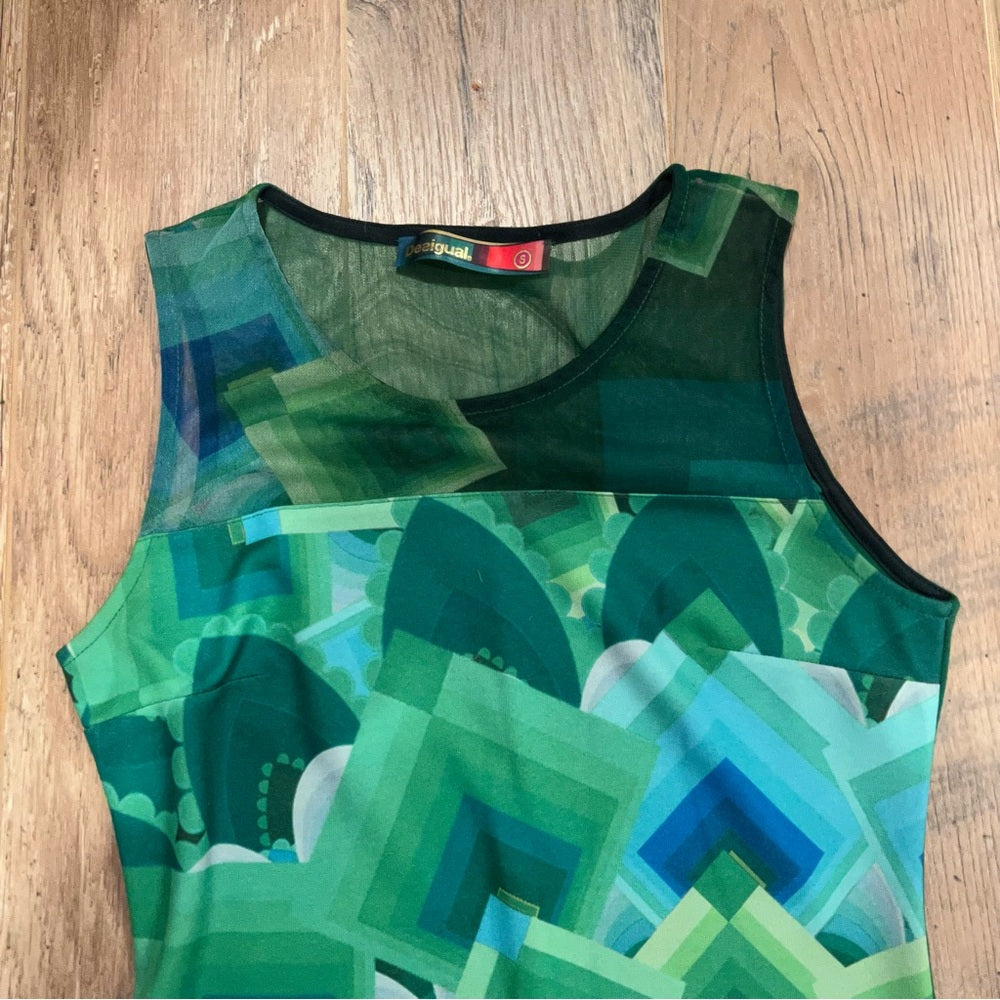Desiqual Woman’s Green Dress With Design Size Small