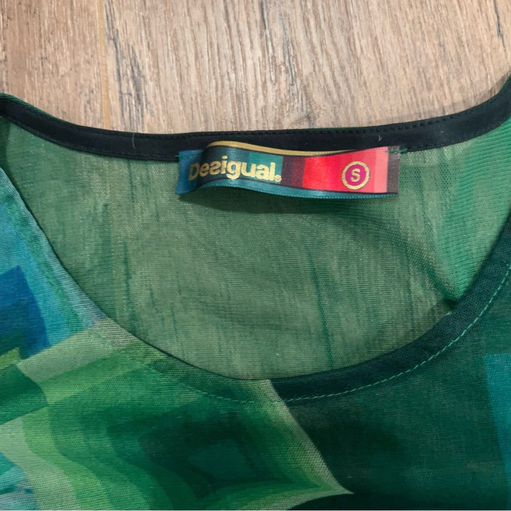 Desiqual Woman’s Green Dress With Design Size Small