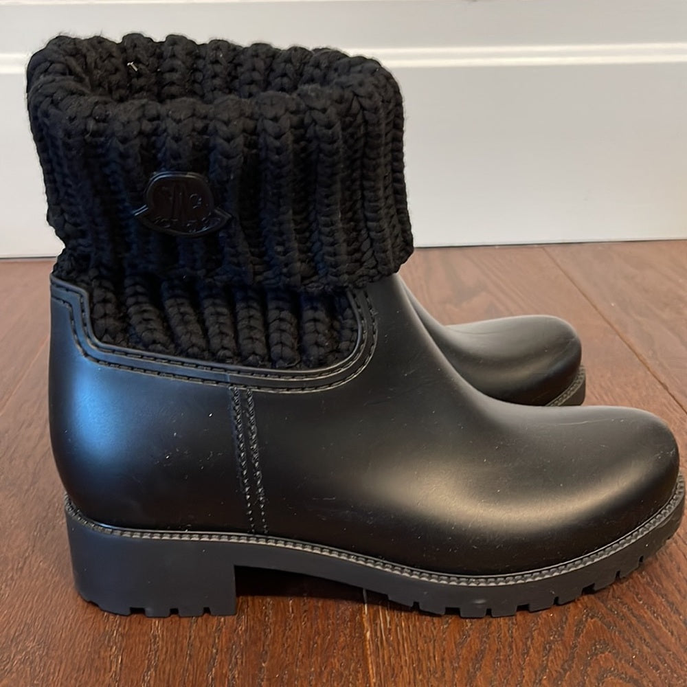 Moncler Ginette Cuffed Rain Boots Black Size 38/8